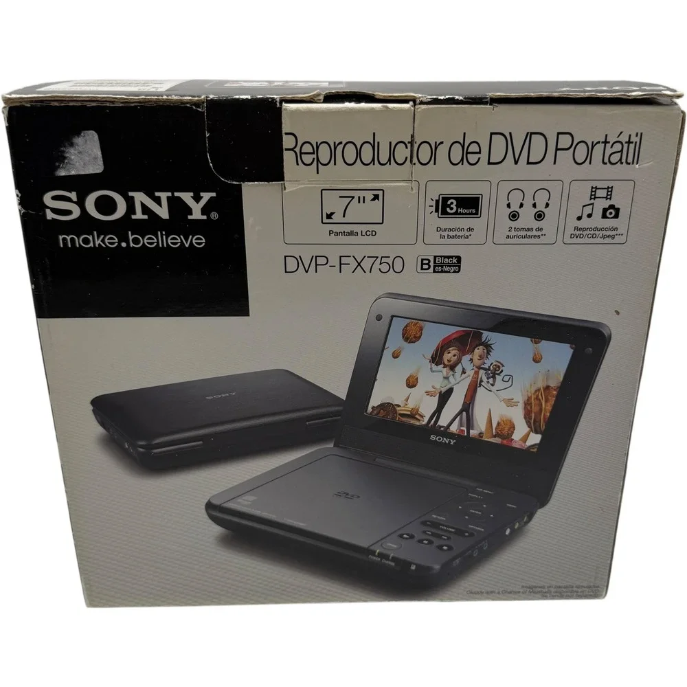 Sony DVP-FX750 Portable DVD Player 7 Inch Widescreen Black Tested Working